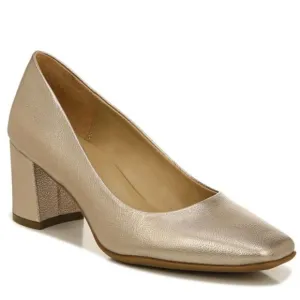 NATURALIZER Warner Square Toe Pump In Warm Silver (WIDE)