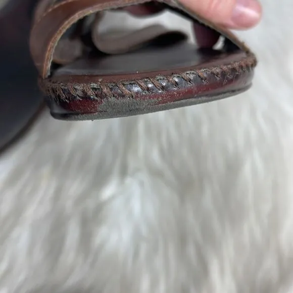 Naturalizer Wiser Brown Leather Strappy Slide Wedge Mules Sz 8