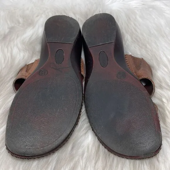 Naturalizer Wiser Brown Leather Strappy Slide Wedge Mules Sz 8