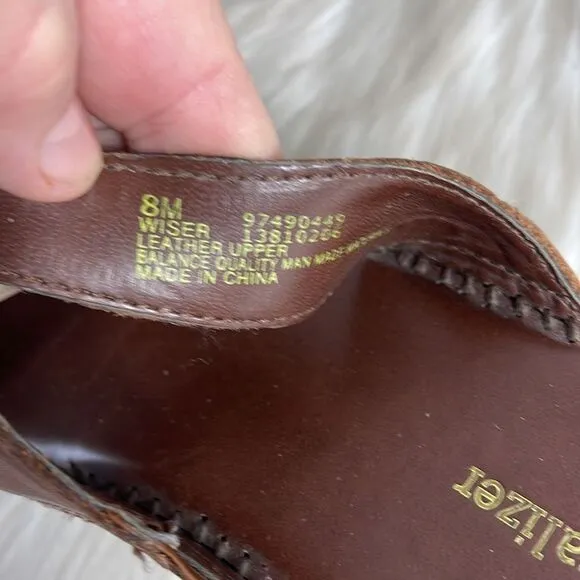 Naturalizer Wiser Brown Leather Strappy Slide Wedge Mules Sz 8