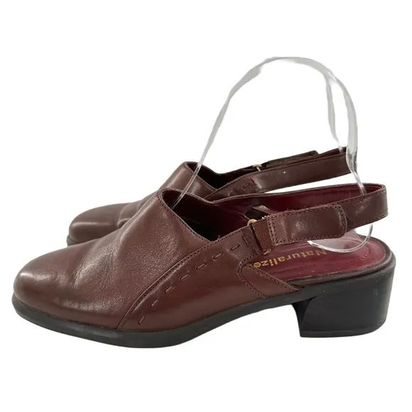 Naturalizer womens heels size 7.5 brown leather vintage 80s 90s slingback