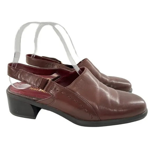 Naturalizer womens heels size 7.5 brown leather vintage 80s 90s slingback