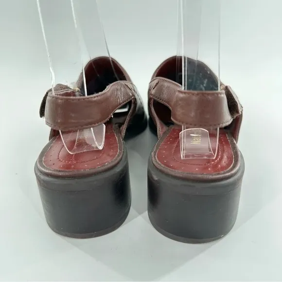 Naturalizer womens heels size 7.5 brown leather vintage 80s 90s slingback