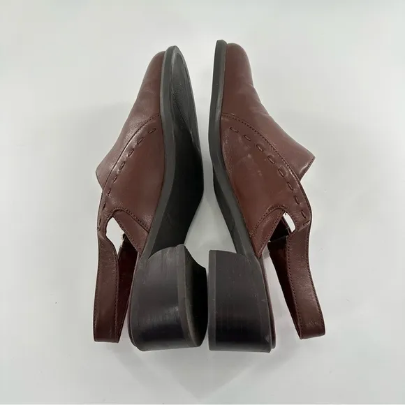 Naturalizer womens heels size 7.5 brown leather vintage 80s 90s slingback