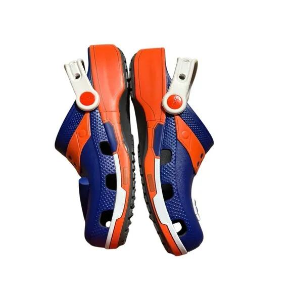 Nerf X Crocs Navy &amp; Orange Clogs With Jibbitz Charms Kids Size J6 Lightweight