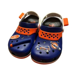 Nerf X Crocs Navy &amp; Orange Clogs With Jibbitz Charms Kids Size J6 Lightweight