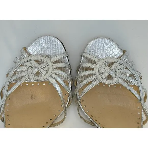 NEW $325 Y2K RARE Kate Spade‎ Italy Metallic Snakeskin Silver Slingback Heels