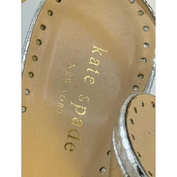 NEW $325 Y2K RARE Kate Spade‎ Italy Metallic Snakeskin Silver Slingback Heels