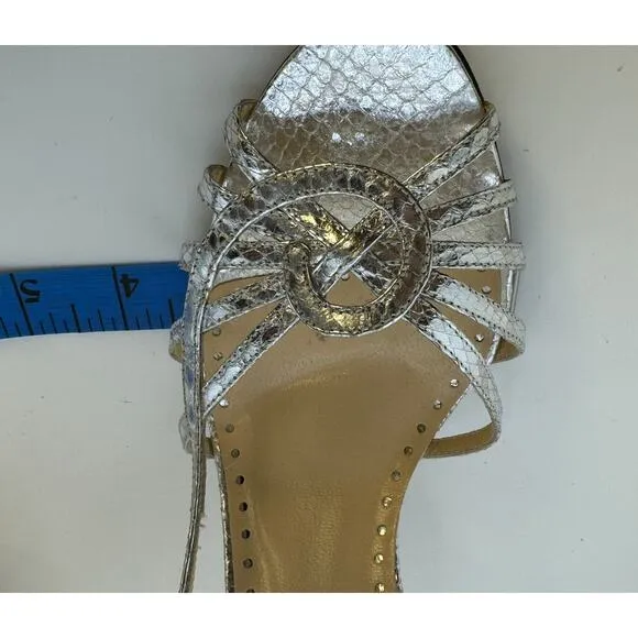 NEW $325 Y2K RARE Kate Spade‎ Italy Metallic Snakeskin Silver Slingback Heels