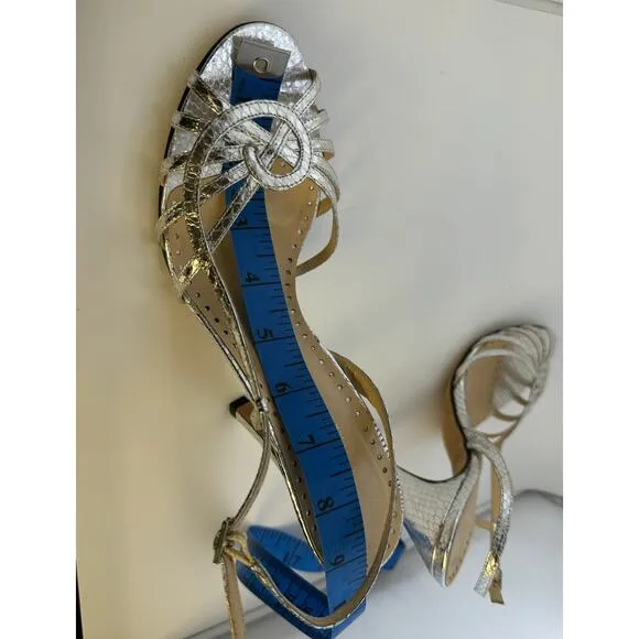 NEW $325 Y2K RARE Kate Spade‎ Italy Metallic Snakeskin Silver Slingback Heels