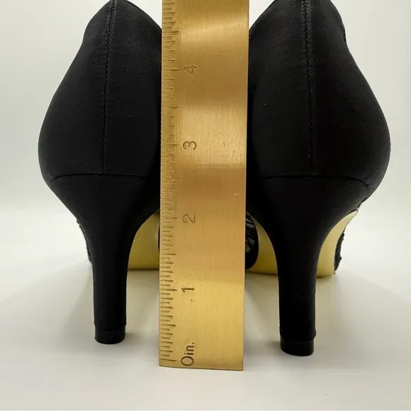 NEW ADRIANNA PAPELL Womens Black Jamie Peep Toe Kitten Heel Slip On Pumps 11 M