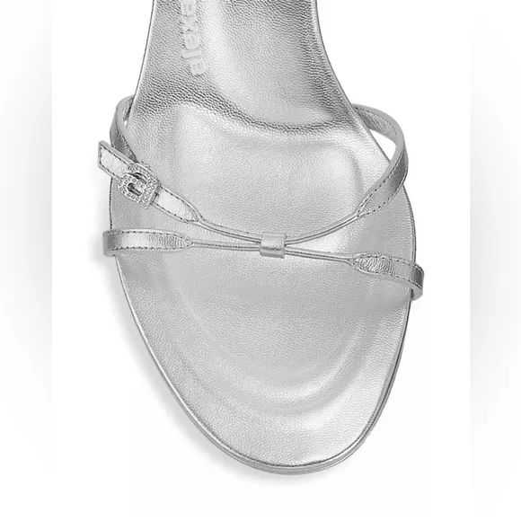 NEW Alexander Wang Lucienne 65 Strappy Slide Heels Silver Metallic Rhinestone 39