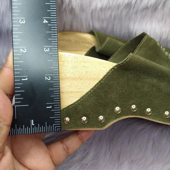 NEW Anthropologie Kelsi Dagger Brooklyn Journal Suede Platform Clogs Sz 7 Green