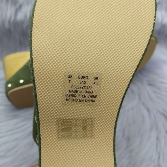 NEW Anthropologie Kelsi Dagger Brooklyn Journal Suede Platform Clogs Sz 7 Green