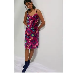 New Anthropologie Shania Floral Velvet Slip Mini Dress LOUNGE $138 XS Violet
