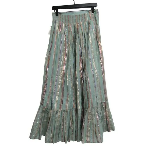 NEW Anthropologie Women Small Audriana Shimmer Maxi Skirt