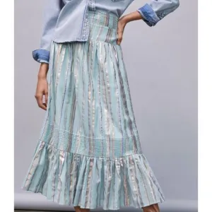 NEW Anthropologie Women Small Audriana Shimmer Maxi Skirt