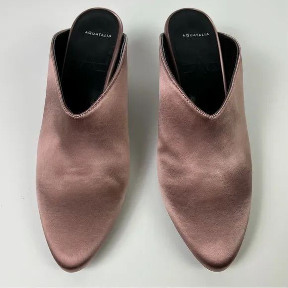 NEW AQUATALIA PINK SATIN MULES