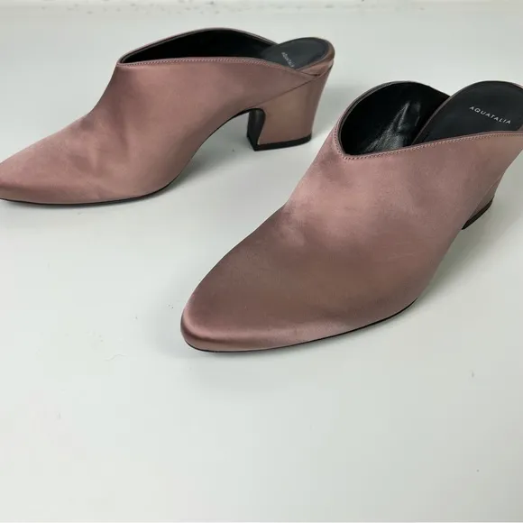 NEW AQUATALIA PINK SATIN MULES