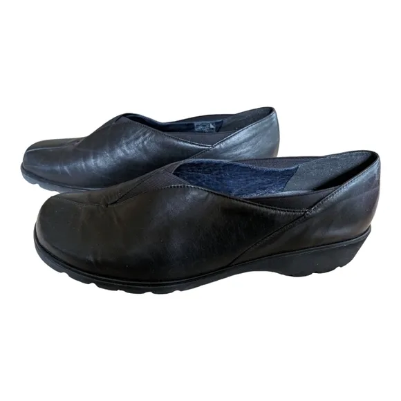 NEW ARA Andros Soft Black Leather Slip Ons Size 11W