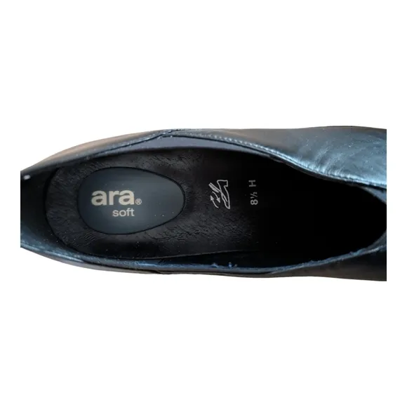 NEW ARA Andros Soft Black Leather Slip Ons Size 11W