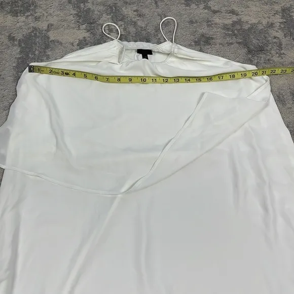New ATM Crepe Georgette Halter Dress in Chalk White Popover Overlay Sz L