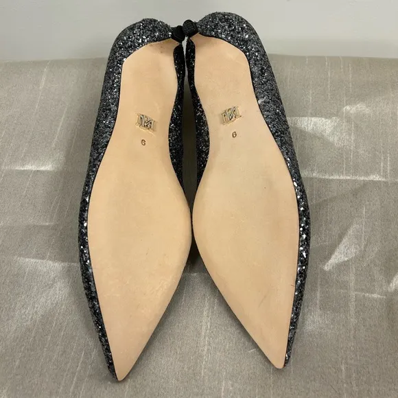 NEW Badgley Mischka Madison II Glitter Kitten Heels, size 6.
