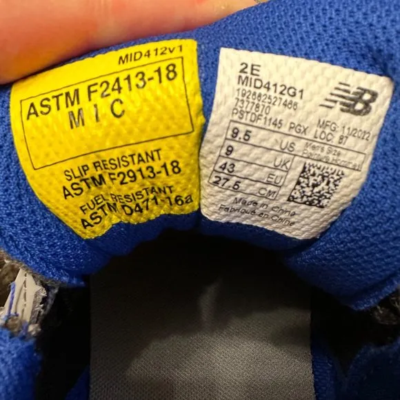 New Balance 412 MID412G1 Size 9.5 Wide Gray/Royal Blue
