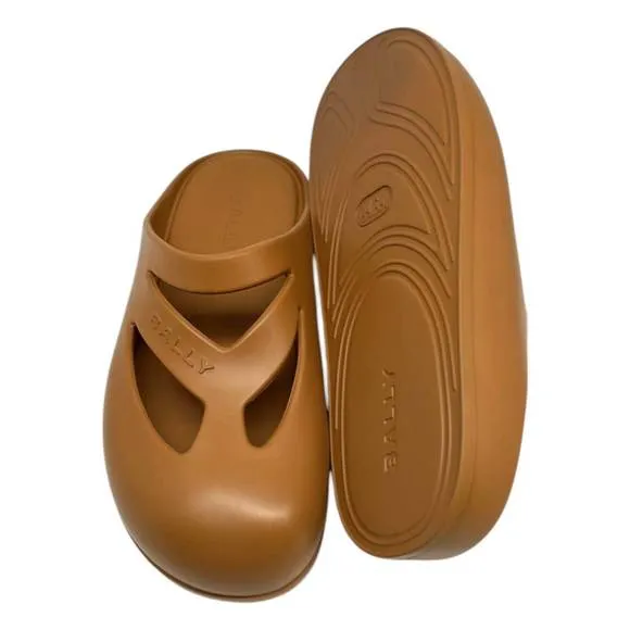 NEW BALLY women's gimon logo embossed rubber classic clog in deserto