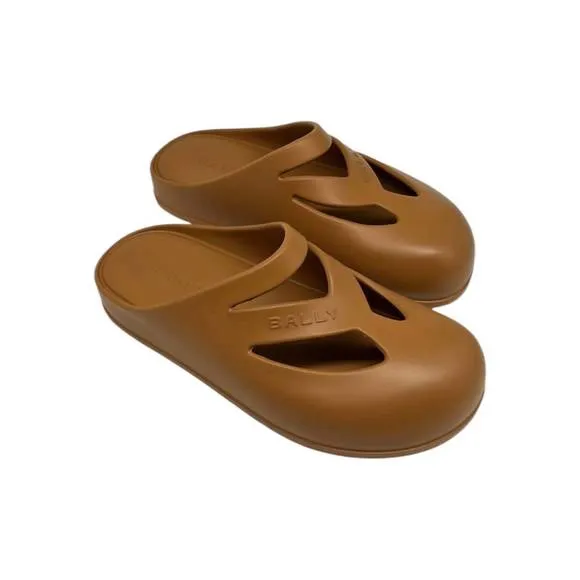 NEW BALLY women's gimon logo embossed rubber classic clog in deserto
