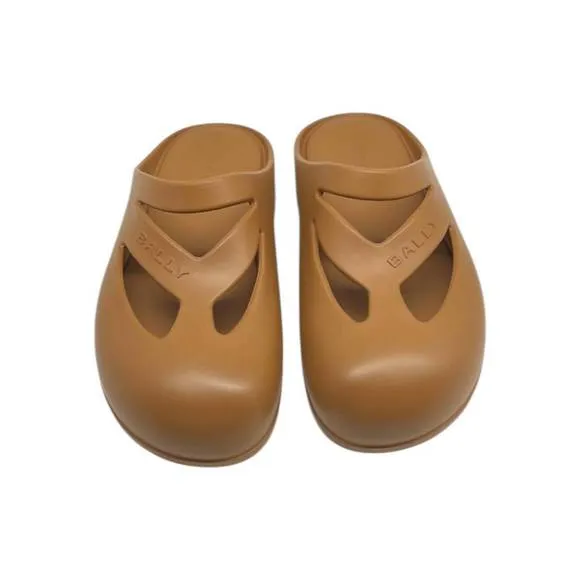 NEW BALLY women's gimon logo embossed rubber classic clog in deserto