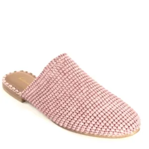 NEW! BAND OF THE FREE Skate Pink Raffia Flat Mules 6.