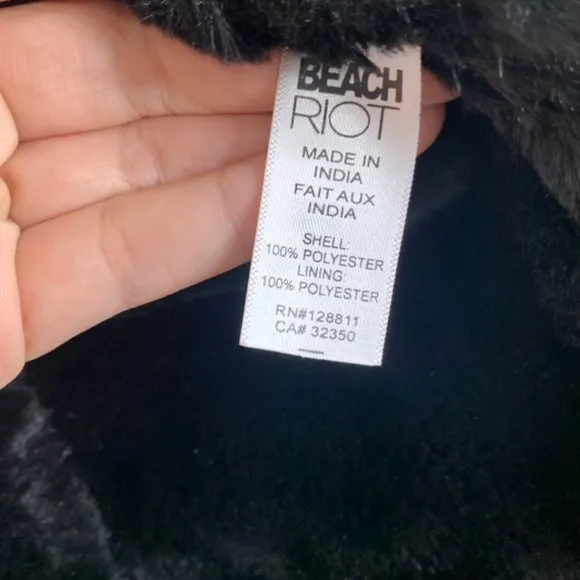 NEW Beach Riot Aspen micro suede faux fur lined black moto jacket Size Large