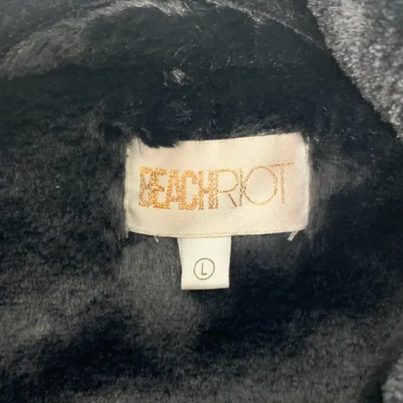 NEW Beach Riot Aspen micro suede faux fur lined black moto jacket Size Large