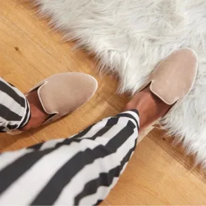 NEW‎ BIRDIES Phoebe Velvet Fur Flat Slip on Mules 7.5 Womens