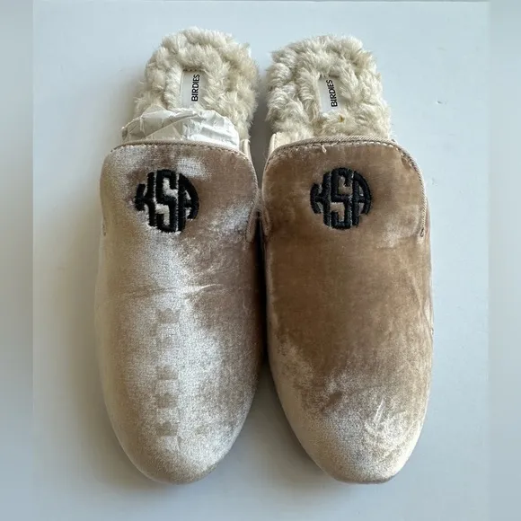NEW‎ BIRDIES Phoebe Velvet Fur Flat Slip on Mules 7.5 Womens