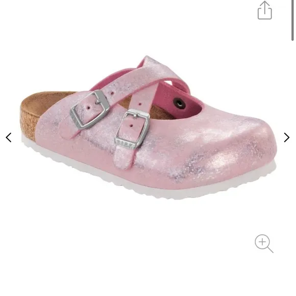 NEW • Birkenstock • Little Girls Dorian Slip On Clogs Pink Stardust Silver 8