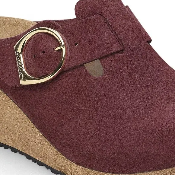 NEW Birkenstock women Made in Portugal Fanny Ring Buckle Wedge Clogs - Suede 253