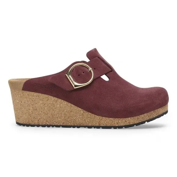 NEW Birkenstock women Made in Portugal Fanny Ring Buckle Wedge Clogs - Suede 253