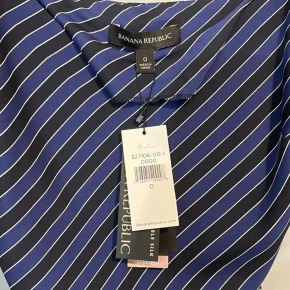New BR 100% Silk Striped Bias Cut Slip Dress Blue 0, XS