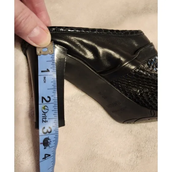 New Brighton Mules Heels Genuine Leather Black Size 9.5