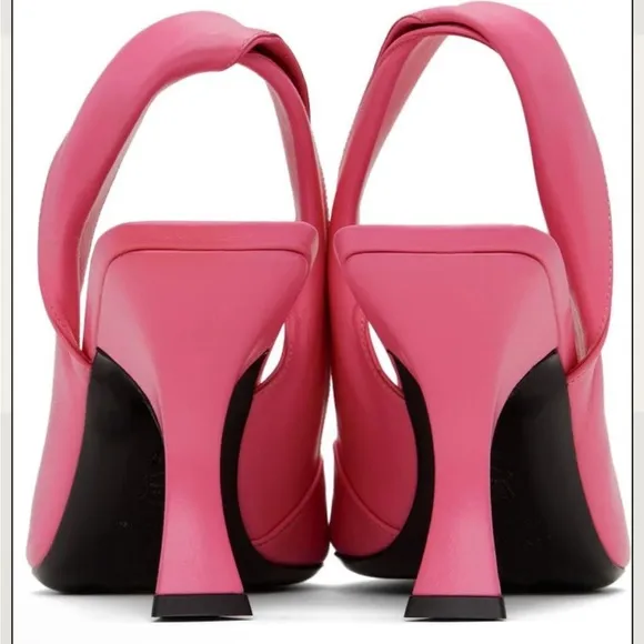 NEW By Far Yasha Slingback Leather Pointed Toe Twisted Strap Pink Heels Size 39