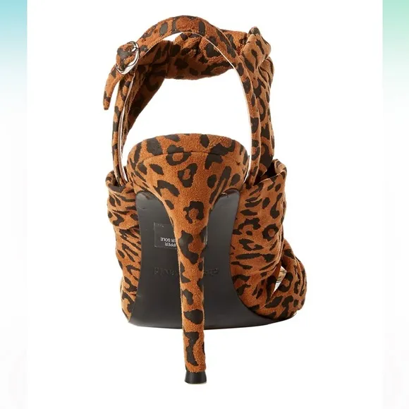 New Charles David Vinnie Suede Leopard-Print Slingback Sandal Heels