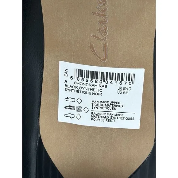 NEW Clarks Collection Shondrah Rae Leather Pumps Heels Women’s 9 Black Classic
