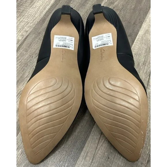 NEW Clarks Collection Shondrah Rae Leather Pumps Heels Women’s 9 Black Classic