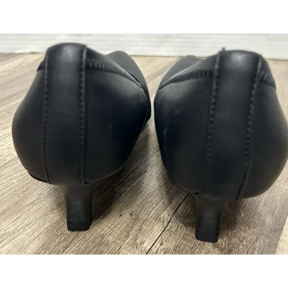 NEW Clarks Collection Shondrah Rae Leather Pumps Heels Women’s 9 Black Classic
