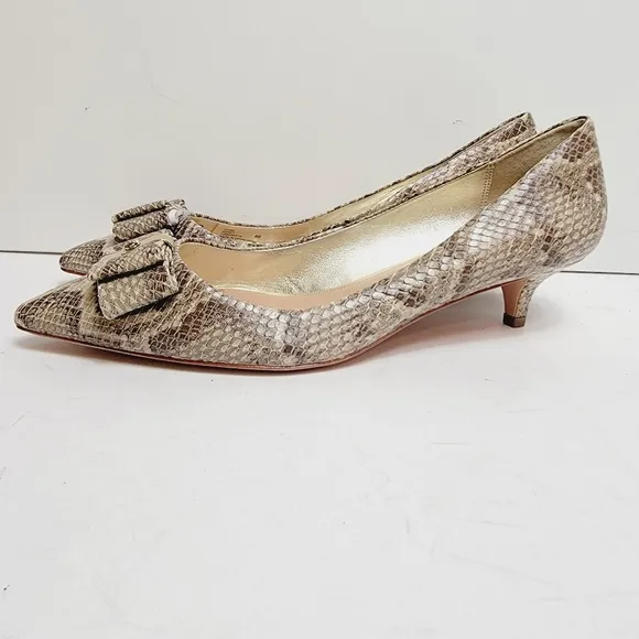 NEW Coach Mandy Kitten Heel Snakeskin Embossed Leather Pumps SIZE 8