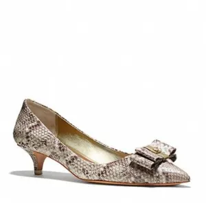 NEW Coach Mandy Kitten Heel Snakeskin Embossed Leather Pumps SIZE 8