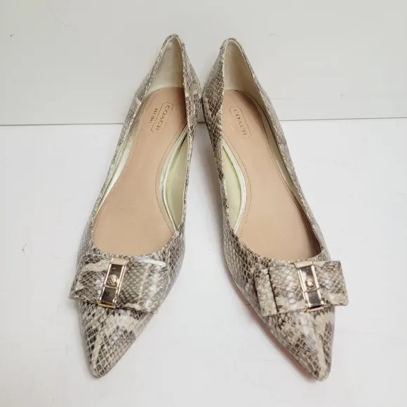NEW Coach Mandy Kitten Heel Snakeskin Embossed Leather Pumps SIZE 8