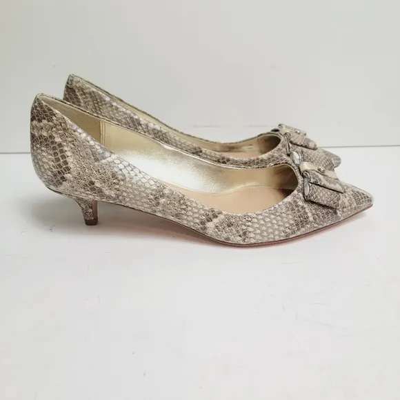 NEW Coach Mandy Kitten Heel Snakeskin Embossed Leather Pumps SIZE 8